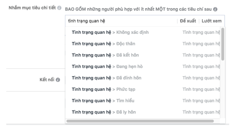 Sử dụng tình trạng quan hệ để target chuẩn khách hàng